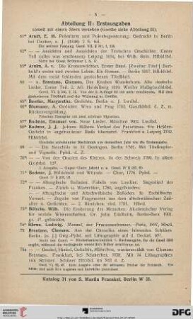 Abteilung II: Erstausgaben (Nr. 61-376)