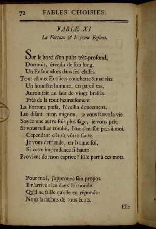 Fable XI. La Fortune & le jeune Enfant. - Fable XXI. L`Ane vétu de la peau du Lion.