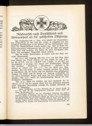 Rückmarsch nach Deutschland und Abtransport an die gefährdete Ostgrenze