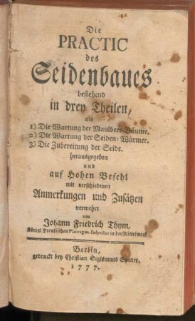 Die Practic des Seidenbaues
