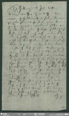 Eigenh. Brief von Christian Gottlob Heyne an August Wilhelm von Schlegel, Göttingen, 05.07.1800