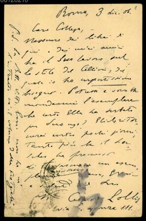 Karl Vossler (1872-1949) Nachlass: Briefe und Karten von Cesare de Lollis an Karl Vossler - BSB Ana 350.12.A. Lollis, Cesare de