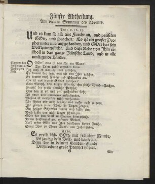 Fünfte Abtheilung. Am vierten Sonntage des Advents