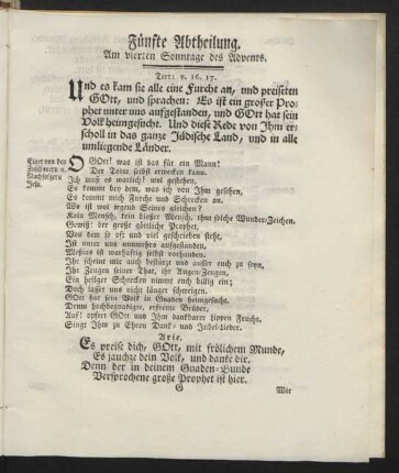 Fünfte Abtheilung. Am vierten Sonntage des Advents