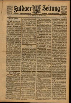Erste Ausgabe vom Mittwoch, den 18. Oktober 1905.
