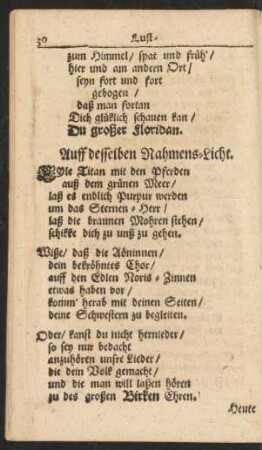 Auff desselben Nahmens-Licht.