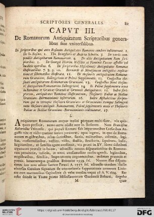 Caput III.  De Romanarum antiquitatum scriptoribus generalibus siue uniuersalibus