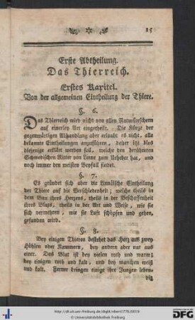 Erste Abtheilung. Das Thierreich.