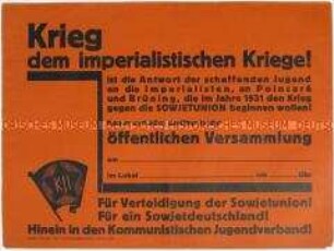 Maueranschlag mit einem Aufruf zu einer Versammlung zur Unterstützung der Sowjetunion