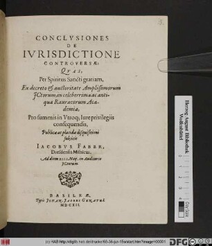 Conclusiones De Iurisdictione Controversae