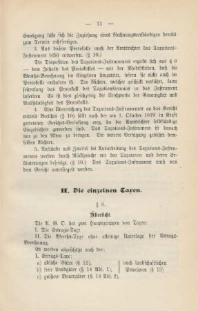 II. Die einzelnen Taxen.
