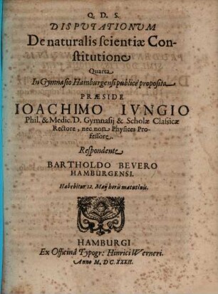 Disputationum De naturalis scientiae Constitutione Quarta