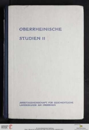 Band 2: Oberrheinische Studien: Neue Forschungen zu Grundproblemen der badischen Geschichte im 19. und 20. Jahrhundert