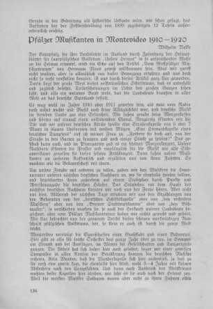 Pfälzer Musikanten in Montevideo 1910 - 1920.