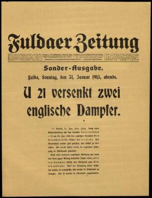 Zweite Ausgabe vom Sonntag, den 31. Januar 1915.