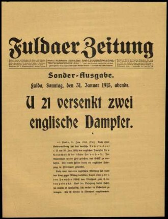 Zweite Ausgabe vom Sonntag, den 31. Januar 1915.