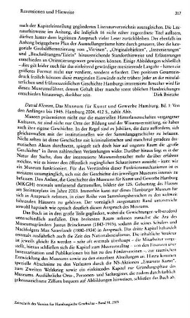 Klemm, David :: Das Museum für Kunst und Gewerbe Hamburg, Bd. 1, Von den Anfängen bis 1945 : Hamburg, Museum für Kunst und Gewerbe, 2004