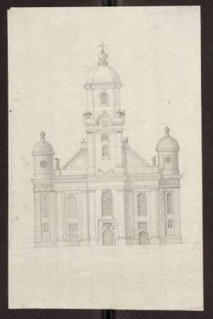 Hechingen: Stiftskirche St. Jakob, Aufriss der Turmfassade (nicht ausgeführter Entwurf)