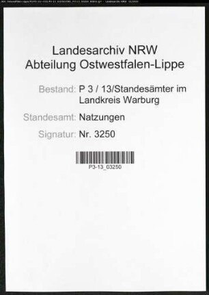 Sterberegister Standesamt Natzungen