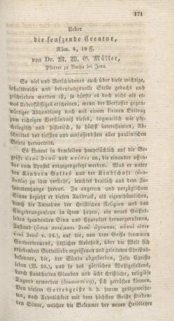 171-183 Ueber die seufzende Creatur, Röm. 8,19ff.