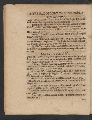 Libri Theologici Theologorum Reformatorum.
