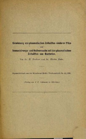 Kleine medizinische Abhandlungen : Separatabdrucke aus der Münchener medizinischen Wochenschrift, 22