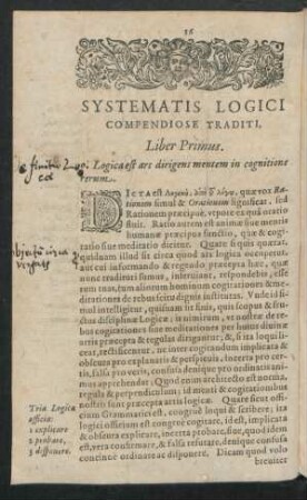 Systematis Logici Compendiose Traditi, Liber Primus.