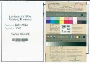 Entnazifizierung Heinrich Steden , geb. 17.02.1868 (Postinspektor)