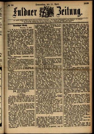 Ausgabe vom Donnerstag, den 11. April 1889.
