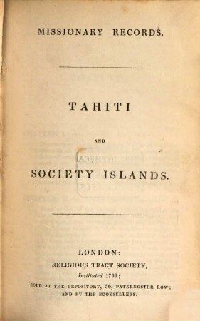 Missionary Records, 3. Tahiti and Society Islands