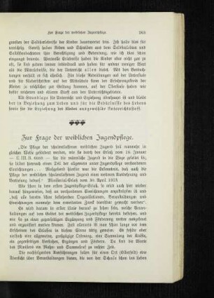 Zur Frage der weiblichen Jugendpflege
