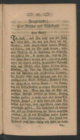 Fragmente; über Dichter und Dichtkunst