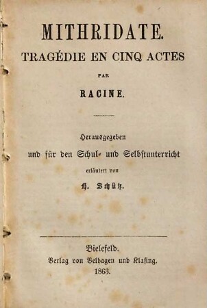 Mithridate : [tragédie en cinq actes]