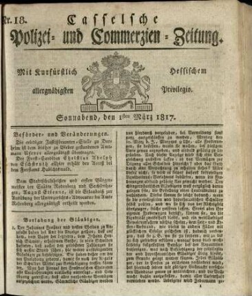 Nr. 18, Sonnabend, den 1sten Maerz 1817