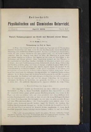 I. Beschreibung des Apparates.