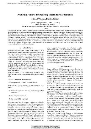 Predictive Features for Detecting Indefinite Polar Sentences