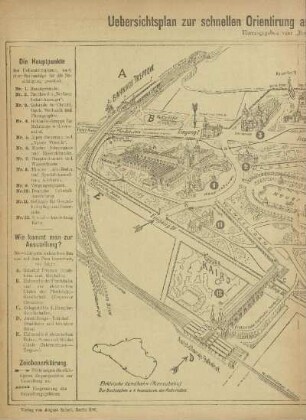 Karte: Uebersichtsplan zur schnellen Orientirung auf der Berliner Gewerbe-Ausstellung 1896
