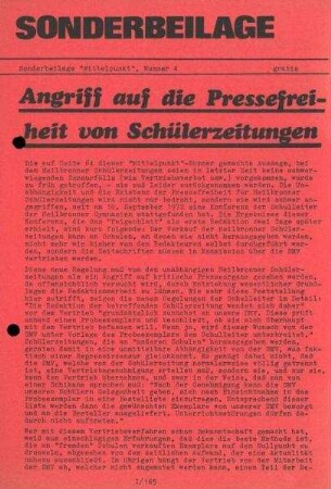 Konvolut von Flugblättern und Druckschriften aus der Heilbronner Schülerbewegung