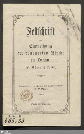 Festschrift zur Einweihung der erneuerten Kirche zu Lugau : IV. Advent 1906