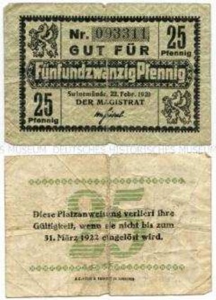 Swinemünde, Notgeld 25 Pfennig