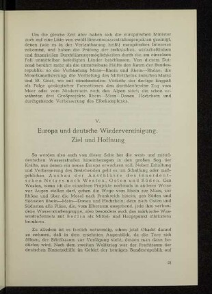 V. Europa und deutsche Wiedervereinigung: Ziel und Hoffnung