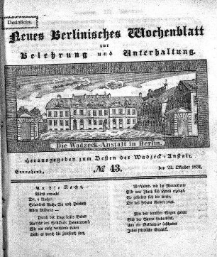 No. 43, Sonnabend, den 22. Oktober 1831.