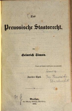 Das preussische Staatsrecht. 2