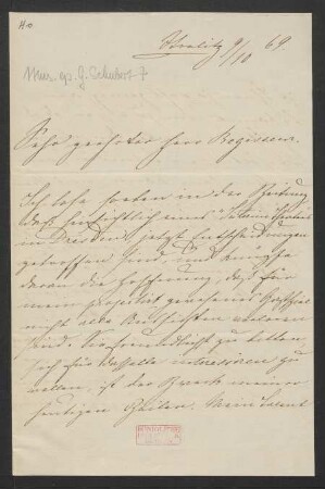 Brief an Max Schloß : 09.10.1869