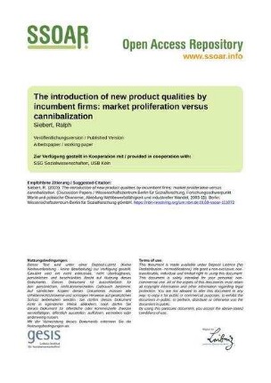 The introduction of new product qualities by incumbent firms: market proliferation versus cannibalization