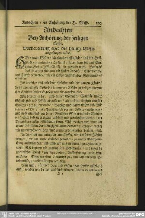 Andachten Bey Anhörung der heiligen Messe
