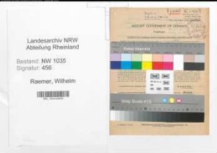 Entnazifizierung Wilhelm Raemer , geb. 12.07.1901 (Arbeiter)
