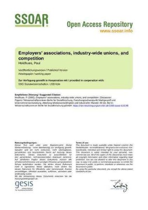 Employers' associations, industry-wide unions, and competition