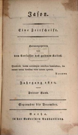 Jason : eine Zeitschrift, 1810, 3 = St. 9 - 12 (Sept. - Dez.)