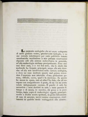 Le memorie zoologiche che mi onoro sottoporre al savio giudizio vostro,...